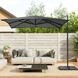 Living And Home 3M Dark Grey Square Rotatable Tilting Garden Rome Umbrella Cantilever Parasol With Square Fillable Base - thumbnail 2