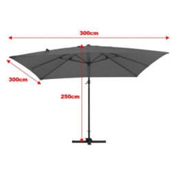 Living And Home 3M Dark Grey Square Rotatable Tilting Garden Rome Umbrella Cantilever Parasol With Square Fillable Base - thumbnail 8