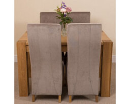 That's Furniture Kuba 125 X 80 Cm Chunky Oak Small Dining Table And 4 Chairs Dining Set With Lola Grey Fabric Chairs - thumbnail 2