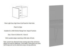 Impact Furniture Kitchen End Panel Wall Unit Plant On Light Grey Gloss Left Right Universal Decorative Panel Slab Style Luna - thumbnail 3