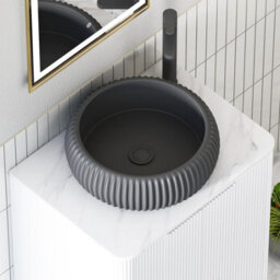Royal Bathrooms Avenza 800mm Matt White Floor Standing Bathroom Vanity Unit 2 Door With Milan Black Basin - thumbnail 7