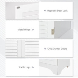 Homcom 183X60Cm Tall Freestanding Bathroom Cabinet Retro 3 Compartments White - thumbnail 5