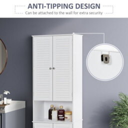 Homcom 183X60Cm Tall Freestanding Bathroom Cabinet Retro 3 Compartments White - thumbnail 7