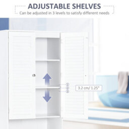 Homcom 183X60Cm Tall Freestanding Bathroom Cabinet Retro 3 Compartments White - thumbnail 6