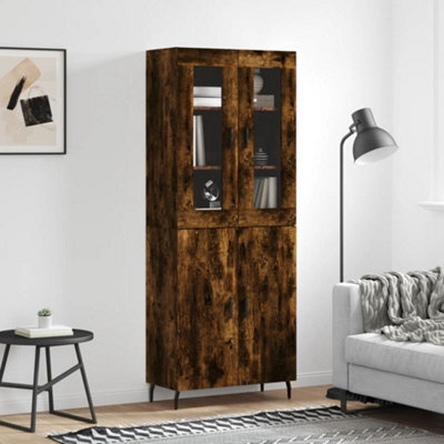 Berkfield Highboard Smoked Oak 69.5X34X180 Cm Engineered Wood - image 1