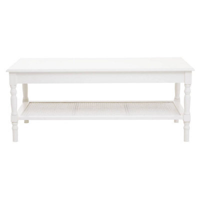 Orsina Traditional Ivory Coffee Table, Wood Table For Coffee And Outdoor With Bottom Shelf, Pine Wood Tea Table - image 1