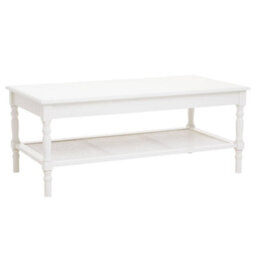 Orsina Traditional Ivory Coffee Table, Wood Table For Coffee And Outdoor With Bottom Shelf, Pine Wood Tea Table - thumbnail 2