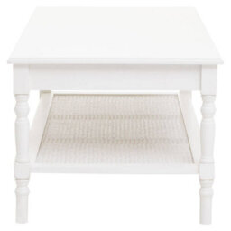 Orsina Traditional Ivory Coffee Table, Wood Table For Coffee And Outdoor With Bottom Shelf, Pine Wood Tea Table - thumbnail 3