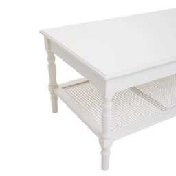 Orsina Traditional Ivory Coffee Table, Wood Table For Coffee And Outdoor With Bottom Shelf, Pine Wood Tea Table - thumbnail 5