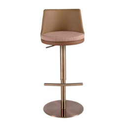 Angel Cerda Swivel Stool In Terracotta Brown And Beige Fabric And Brown Leatherette - thumbnail 2