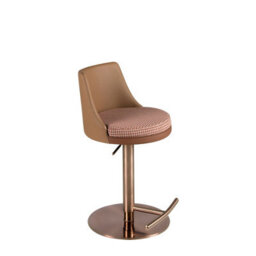 Angel Cerda Swivel Stool In Terracotta Brown And Beige Fabric And Brown Leatherette - thumbnail 7