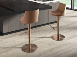 Angel Cerda Swivel Stool In Terracotta Brown And Beige Fabric And Brown Leatherette - thumbnail 4