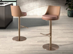 Angel Cerda Swivel Stool In Terracotta Brown And Beige Fabric And Brown Leatherette - thumbnail 6