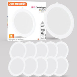 Paul Russells Led Round Panel Ceiling Lights, 18W 1980 Lumens, Spotlights, Ip20, 6500K Day Light, Pack Of 10 - thumbnail 1