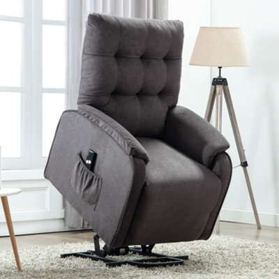 More4Homes Charlbury Fabric Rise Recliner Armchair Electric Lift Chair (Charcoal) - image 1