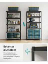 Songmics 5-Tier Shelving Unit, Steel Shelving Unit For Storage, For Garage, Shed, Load Capacity 750 Kg, Black And Brown - thumbnail 4