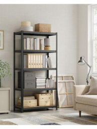 Songmics 5-Tier Shelving Unit, Steel Shelving Unit For Storage, For Garage, Shed, Load Capacity 750 Kg, Black And Brown
