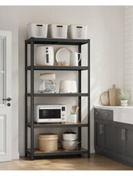 Songmics 5-Tier Shelving Unit, Steel Shelving Unit For Storage, For Garage, Shed, Load Capacity 750 Kg, Black And Brown - thumbnail 2