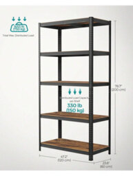 Songmics 5-Tier Shelving Unit, Steel Shelving Unit For Storage, For Garage, Shed, Load Capacity 750 Kg, Black And Brown - thumbnail 8