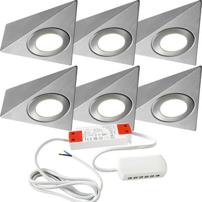 6-Piece Brushed Nickel Pyramid Under Cabinet Kitchen Lighting Kit With Natural White Led - image 1