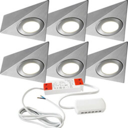 6-Piece Brushed Nickel Pyramid Under Cabinet Kitchen Lighting Kit With Natural White Led