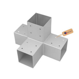 Gezu Impex Heavy Duty Hot Dip Galvanised Post Connector X Shape - Pergola 4 Way Corner Connector - 71 X 71 mm (Pack Of 4) - thumbnail 1