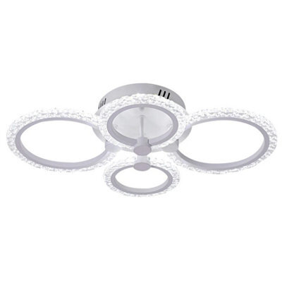 Led Ceiling Light White Flush Mount 4 Rings Chandelier 60Cm Cold White - image 1