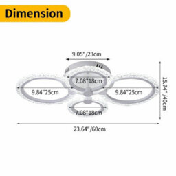 Led Ceiling Light White Flush Mount 4 Rings Chandelier 60Cm Cold White - thumbnail 2