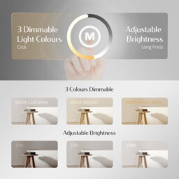 Emke Round Bathroom Led Mirror 500mm Illuminated Backlit Makeup Mirror With Demister, 3 Light Color - thumbnail 3