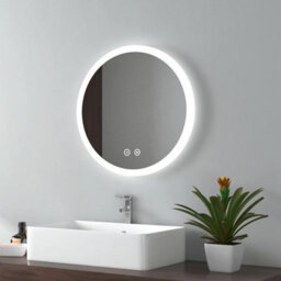 Emke Round Bathroom Led Mirror 500mm Illuminated Backlit Makeup Mirror With Demister, 3 Light Color - thumbnail 1