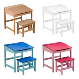 Orsina Angled Surface Children Blue Desk And Stool, Sleek Functional Desk For Children, Durable Desk And Stool - thumbnail 4