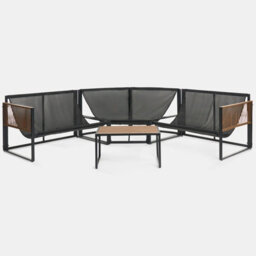 Ohs Santorini 5 Seater Corner Sofa Table Set Garden Patio Furniture - Black - thumbnail 5