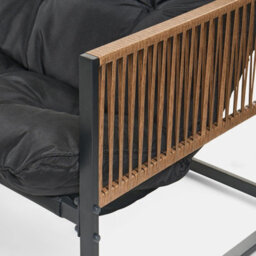 Ohs Santorini 5 Seater Corner Sofa Table Set Garden Patio Furniture - Black - thumbnail 6