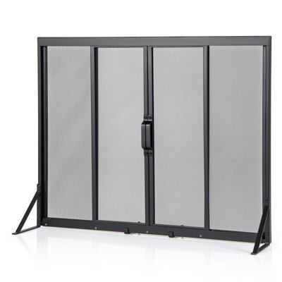 Gainoom Freestanding Black Safe Spark Guard Protector Fireplace Screen W/ Sliding Doors - image 1