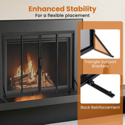 Gainoom Freestanding Black Safe Spark Guard Protector Fireplace Screen W/ Sliding Doors - thumbnail 5
