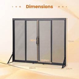 Gainoom Freestanding Black Safe Spark Guard Protector Fireplace Screen W/ Sliding Doors - thumbnail 2