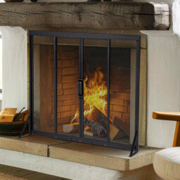 Gainoom Freestanding Black Safe Spark Guard Protector Fireplace Screen W/ Sliding Doors - thumbnail 3