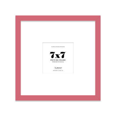 "7X7"" Pink Picture Frame - 7X7"" Square Frame With 4X4"" Mount For 7X7""/4X4"" Pictures Moderrn Style Thin Edge, 1 Pack" - image 1