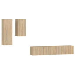 Berkfield 4 Piece Tv Cabinet Set Sonoma Oak Engineered Wood - thumbnail 2