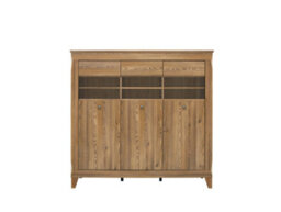 Impact Furniture Large Glass Display Sideboard Buffet Cabinet Glazed Unit Led Light Country Oak Effect Berg - thumbnail 4