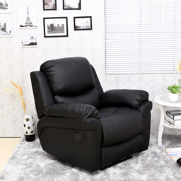 More4Homes Madison Electric Recliner Bonded Leather Automatic Armchair Sofa Home Lounge Chair (Black)