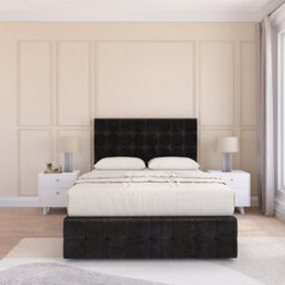 "Sloomy 4Ft6 Berlin Divan Bed Base Black Plush ,4 Drawers, 12"" Footboard & 54"" Floor Standing Headboard - Double" - thumbnail 2