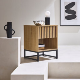 Sweeek - 1-Drawer Contemporary Wood Effect Bedside Table Natural 40X40X55 Cm - Lisbonne - thumbnail 6