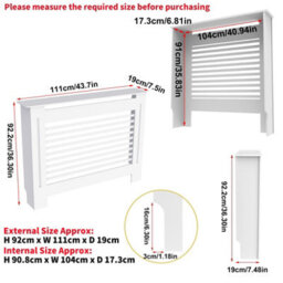 Fativo Horizontal Radiator Cover Grill Shelf Cabinet Mdf Wood Modern Traditional Furniture (19D X 111W X 92.2H Cm) - thumbnail 2