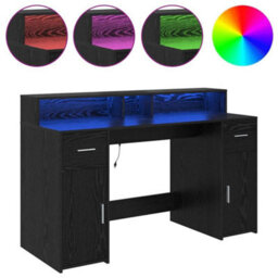 Berkfield Stylish Desk Black Oak 140X55X91 Cm Engineered Wood - thumbnail 4