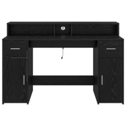 Berkfield Stylish Desk Black Oak 140X55X91 Cm Engineered Wood - thumbnail 7