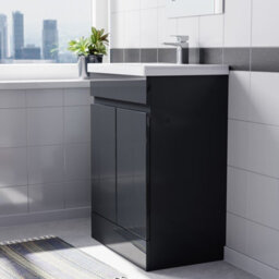 Nes Home Dark Grey 600mm Pvc Freestanding Bathroom Basin Vanity Unit - thumbnail 2