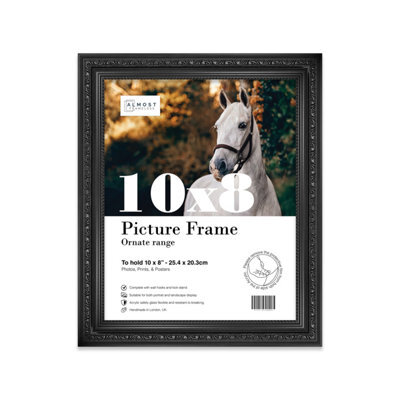 10X8 Black Ornate Picture Frame (25.4 X 20.3Cm) Poster, Photo, Artwork, Gallery Wall Or Print - image 1