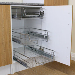 MonsterShop Kukoo 4 X Kitchen Pull Out Soft Close Baskets, 400mm Wide Cabinet, Slide Out Wire Storage Drawers - thumbnail 2