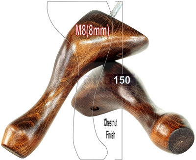 L&F Queen Anne Wooden Legs Chestnut Wash 150mm High Set Of 4 Replacement Furniture Feet Chairs Sofas Footstools M8 (8mm) - image 1
